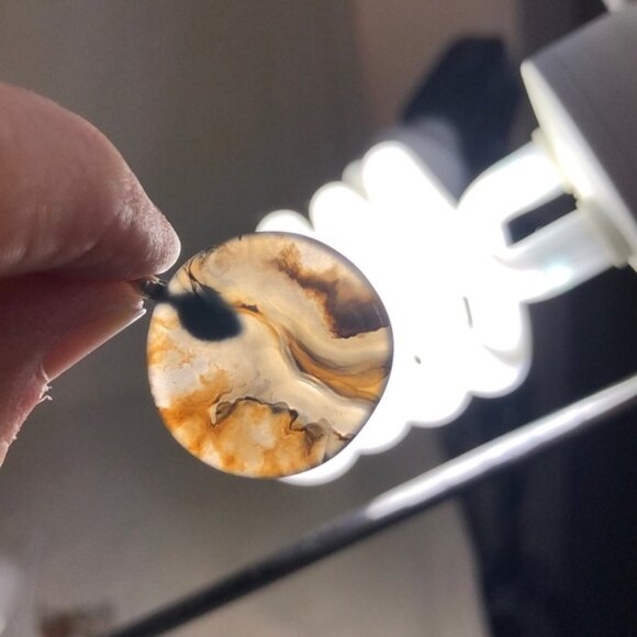 Swirled Smoky Agate Circle Necklace Pendant - Picture 5 of 5